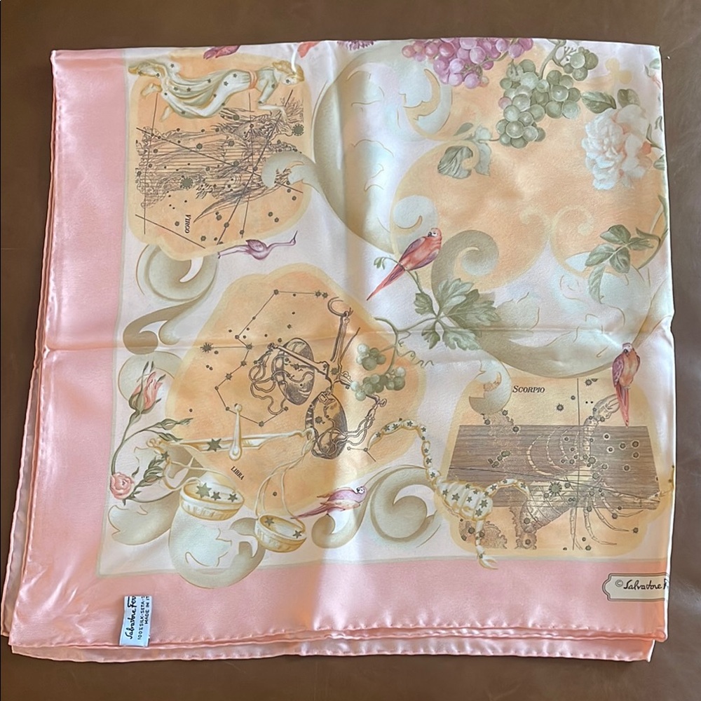 Salvatore Ferragamo Pink Silk Scarf
